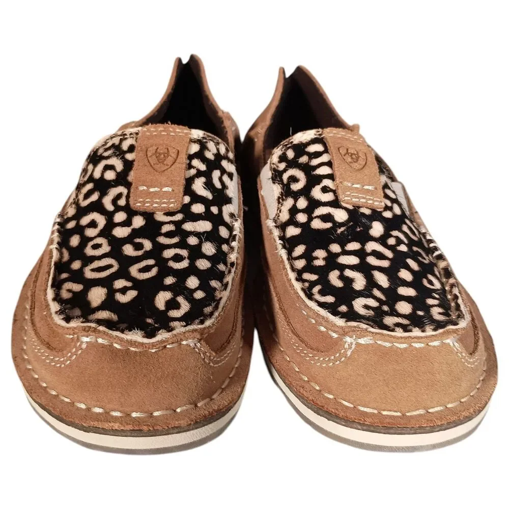 Ariat Loafers Cheetah Print Cruiser Shoes Moc Toe Dyed Cow Womens 7 B Brown